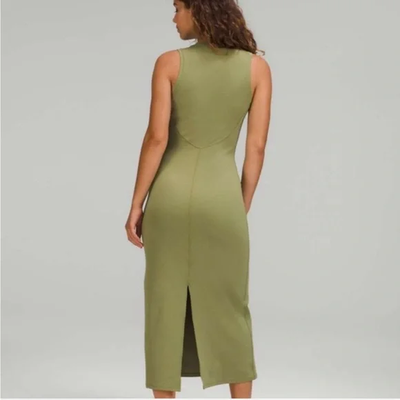 lululemon athletica Avocado Olive Green Sleeveless Midi Dress - Picture 5 of 7